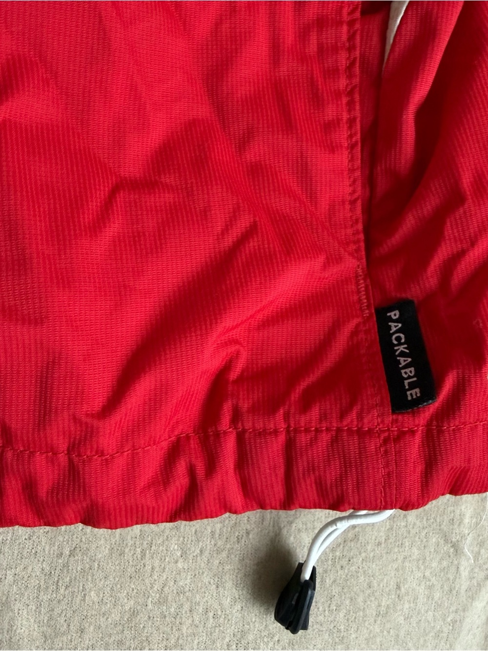 Columbia Vintage Packable Windbreaker Jacket Red White Cream Hooded Full Zip - Picture 4 of 13
